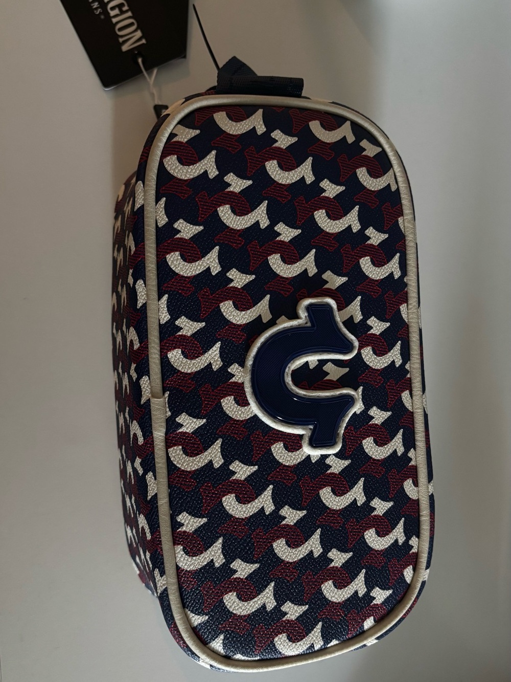 True Religion Navy, Burgundy & White Logo Toiletry Bag